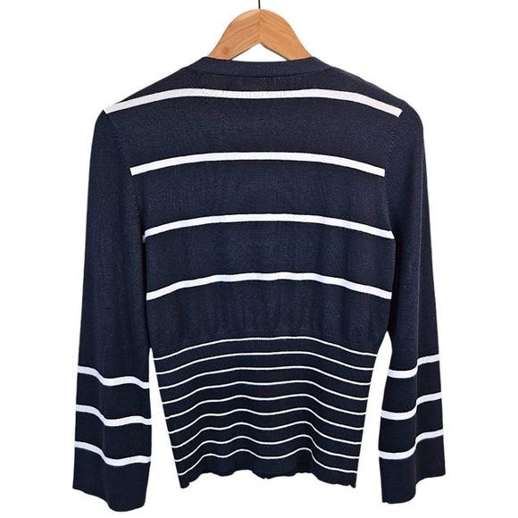 Carlisle Silk Blend Nautical Luxe Knit Snap Front Cardigan Sweater Medium Sailor - Picture 2 of 14